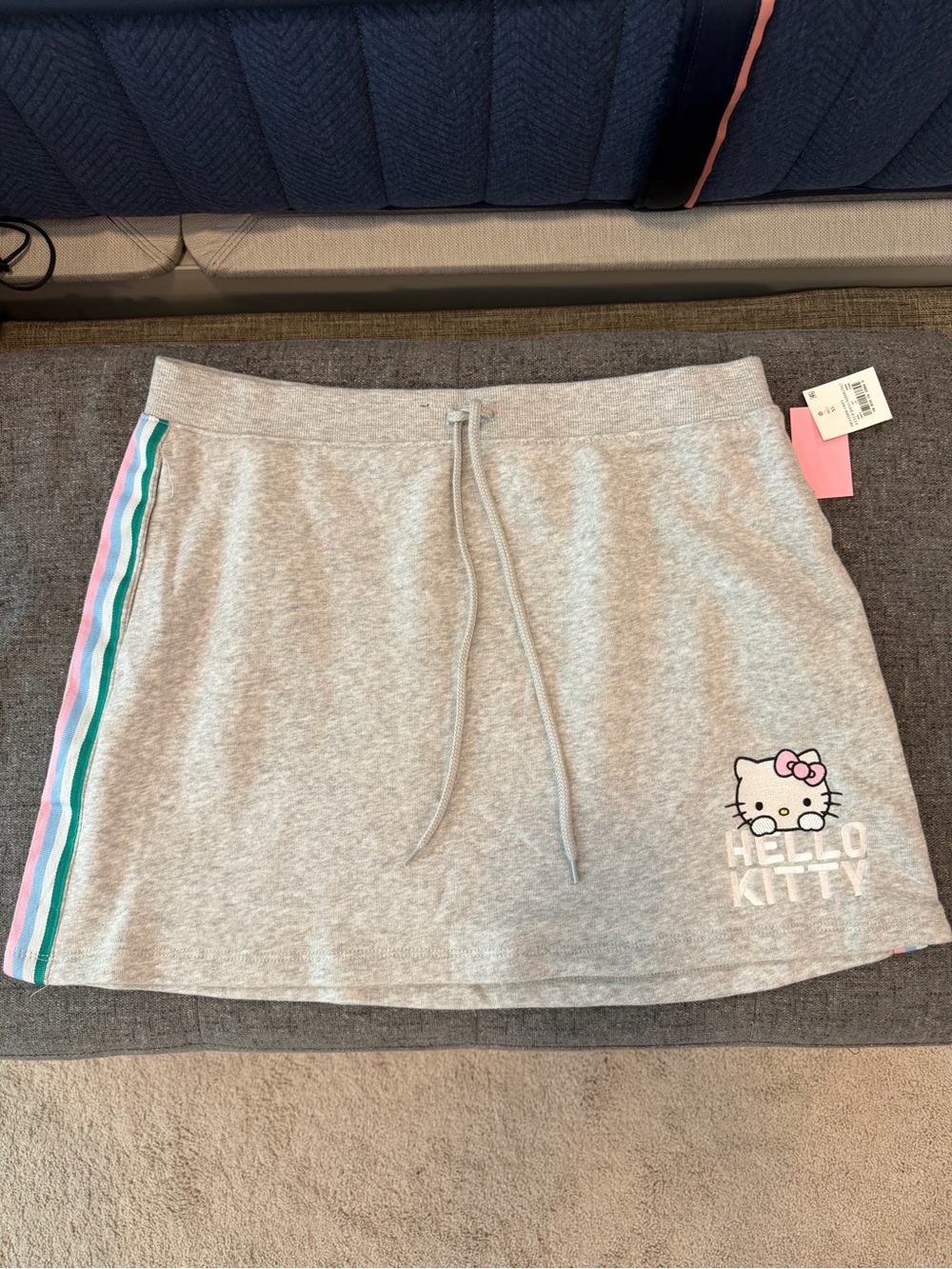 NWT Hello Kitty Grey Drawstring Skirt with Side Stripe-XL